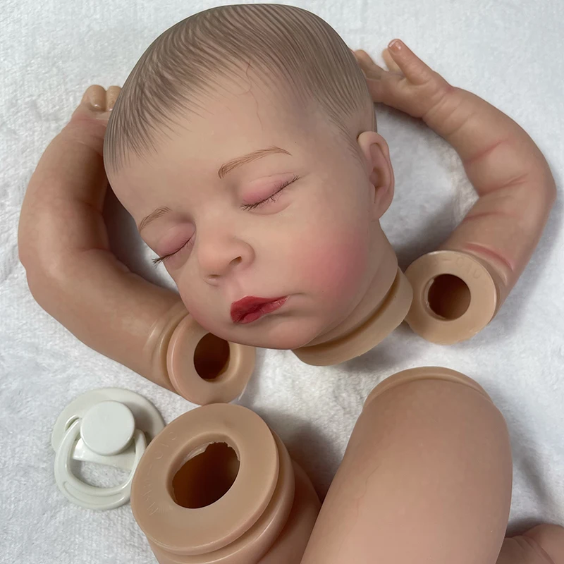 21inch Jude Sleeping Reborn Doll Kit Lifelike Multiple Layers Painting Doll Parts Visible Veins Hand Rooted Hair With Cloth Body
