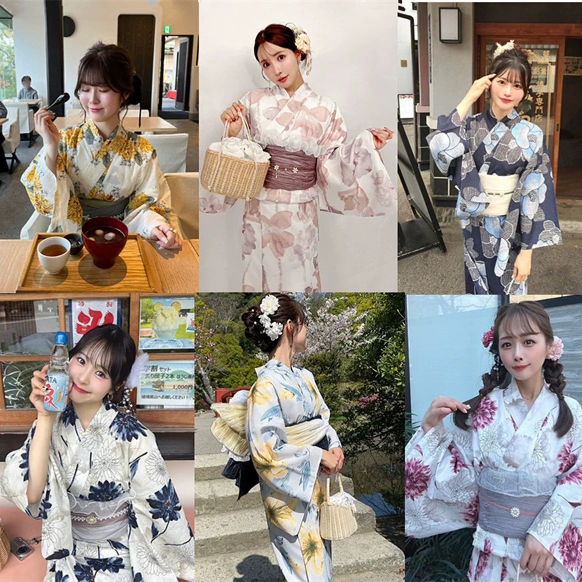 

Женский комплект кимоно из двух предметов — отдельно юката с камзолом и верхним халатом, традиционная японская одежда из хлопка