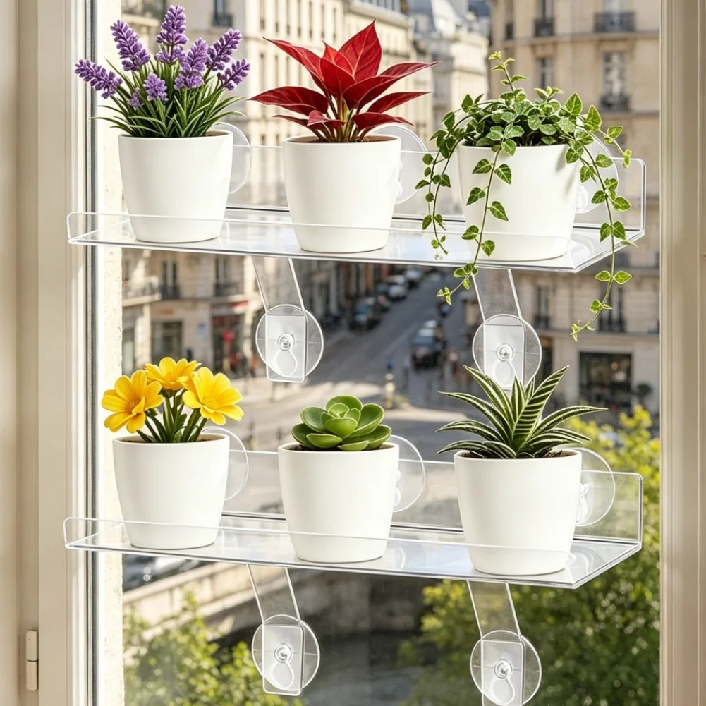 For Kitchen Tiles Window Garden Rack Plant Window Shelf For Indoor Gardening 12 15-inch Window Shelf For Plants