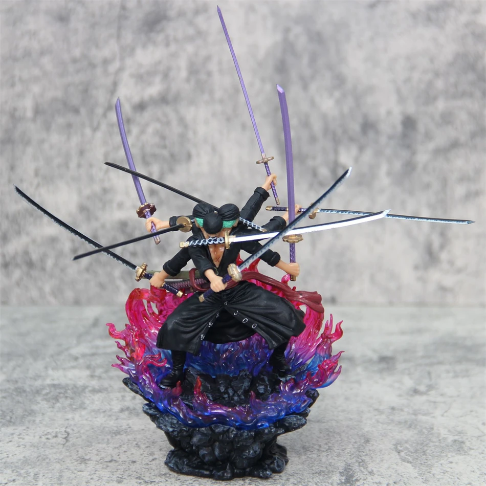 ワンピース アニメ フィギュア 15cm ロロノア・ゾロ GK 三頭六臂 九刀流 アシュラ PVC アクションフィギュア モデル おもちゃ