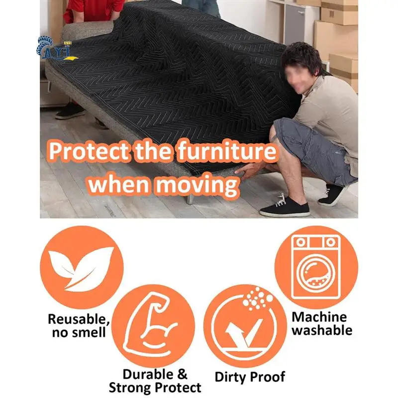 AY03-2Pcs Mantas para mover 40X72 pulgadas Mantas de embalaje resistentes para mover el envío Envoltura de muebles para muebles