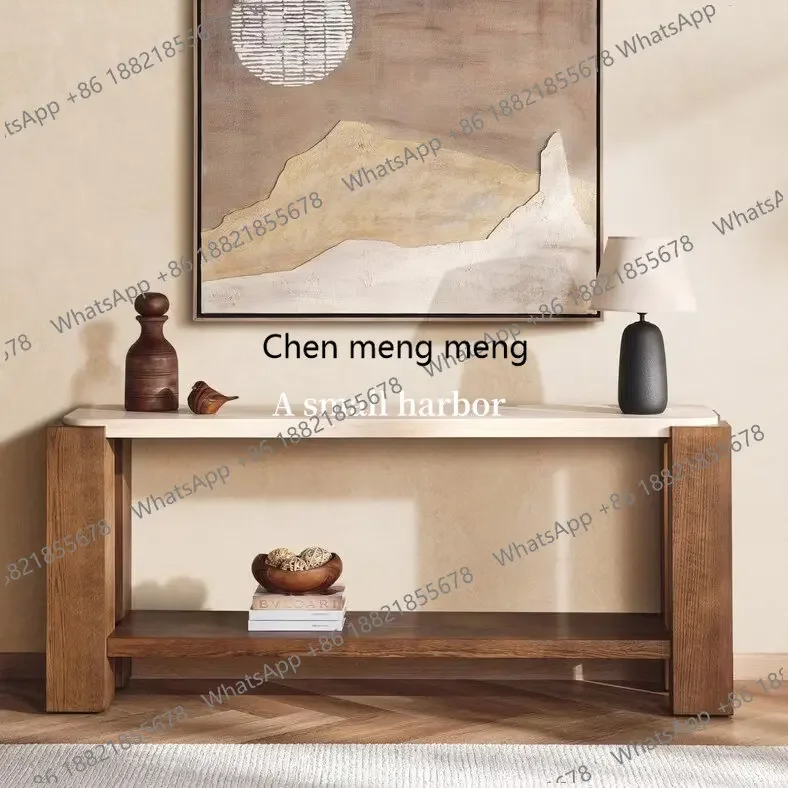 M183 Medieval style entrance table Entrance table Solid wood strip case Aisle end view table Marble entrance