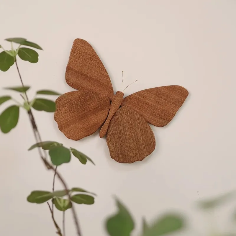 Original cherry sapele wood butterfly wall decor solid wood refrigerator stickers