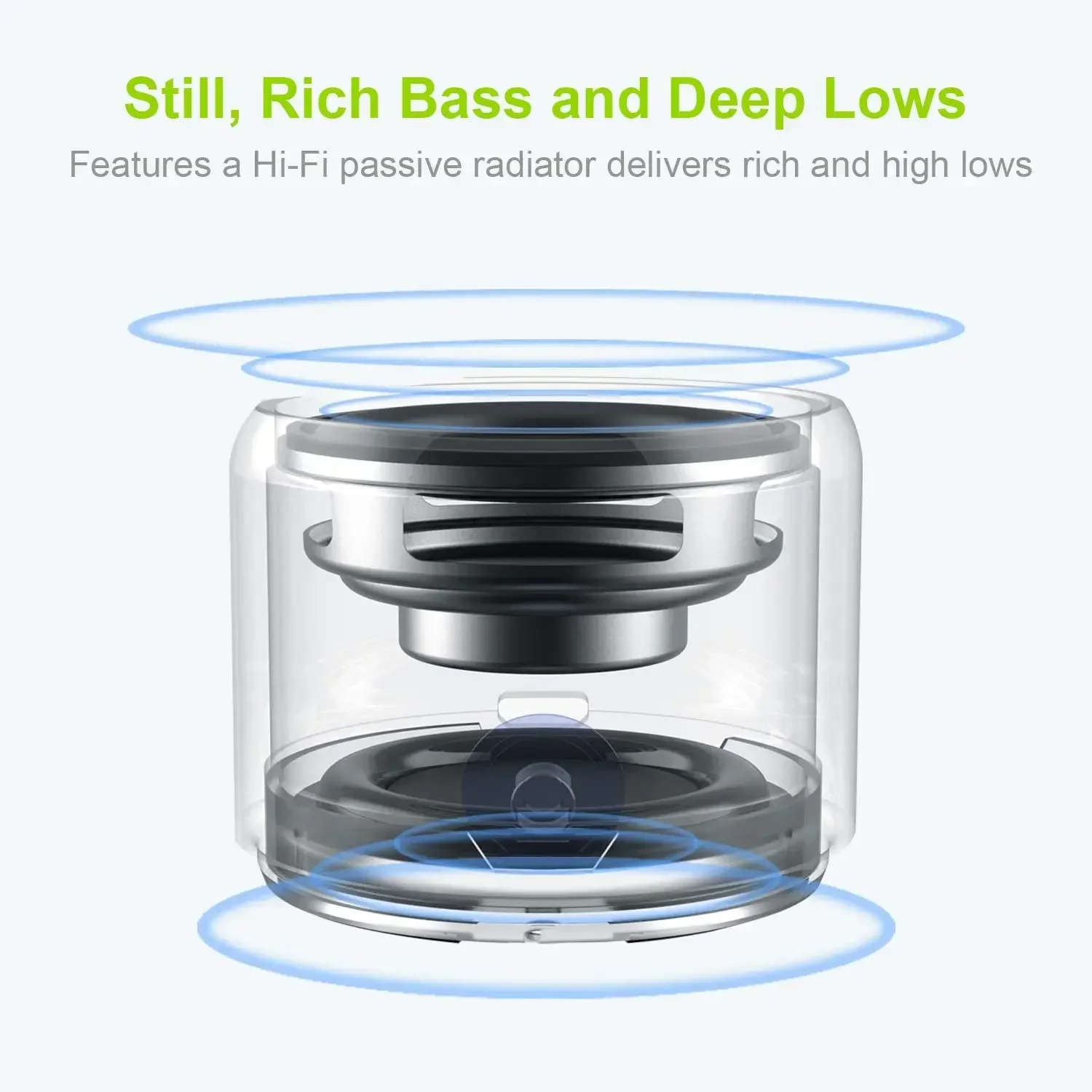 Mini Bluetooth A106 Pro Speaker with Custom Bass Radiator, IPX7 Waterproof, Super Portable Speakers, Travel Case Packed