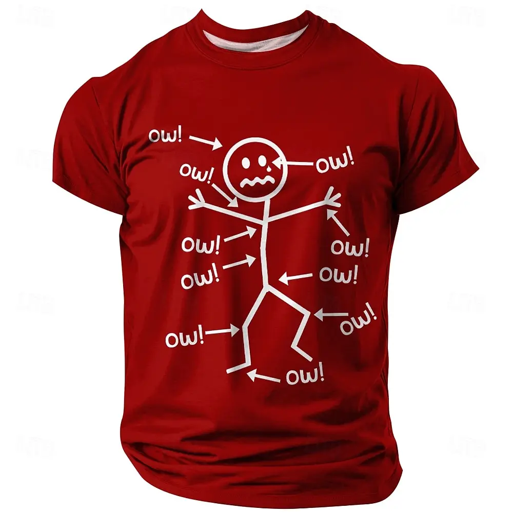 

Funny 3D Print Simple Stroke Pattern Men's T-Shirt Summer Outdoor Daily Casual Short Sleeve Top O-Neck Breathable Quick Dry Tees