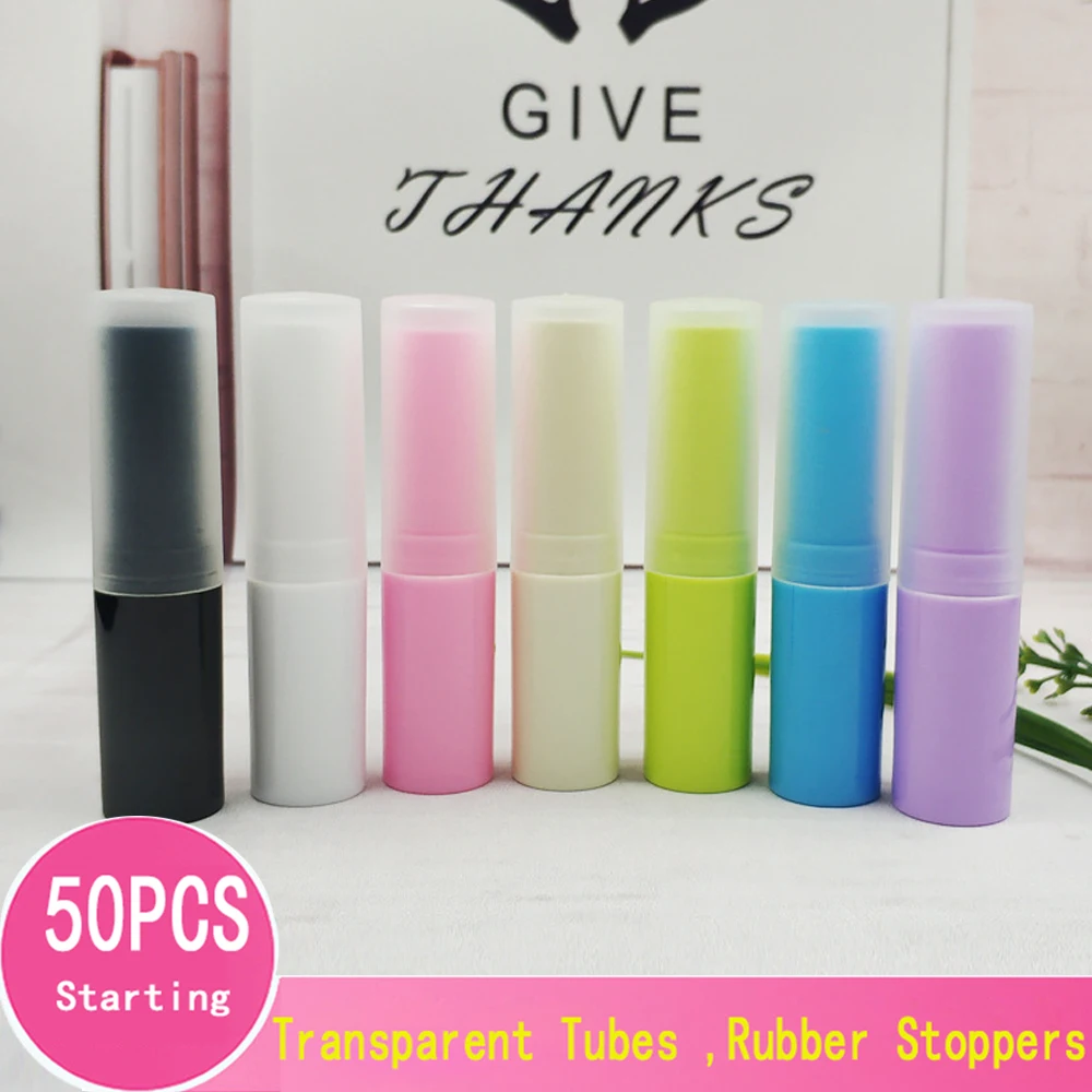 

Wholesale 50Pcs 4ml Empty Lip Gloss Tubes Cosmetic Containers Lipstick Jars Balm Tube Cap Container Travel Makeup Tool Lip Balm