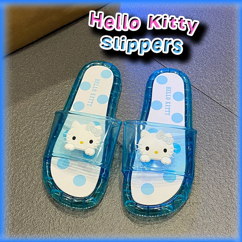 

Kawaii Hello Kitty Bathroom Shower Anti Slip Slippers Sanrio Anime Creative Cute Summer Indoor Outdoor Beach Sandals Shoes