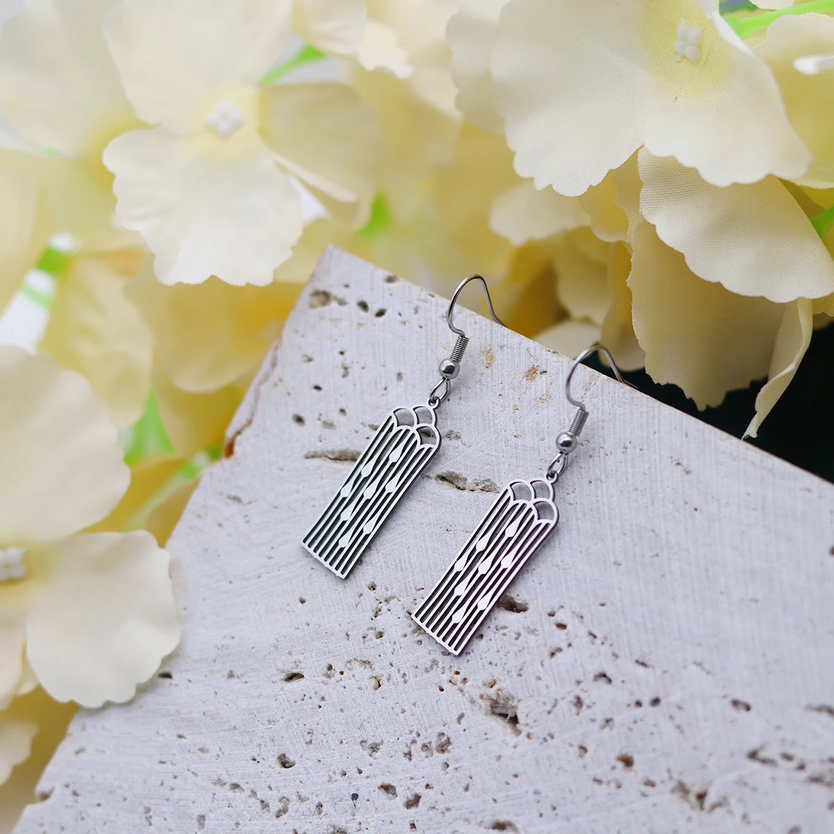 Kinitial Geometric Stainless Steel Earrings For Women Girls Wind Chime Hanging Earring Trend Jewelry Mother's Day Gift