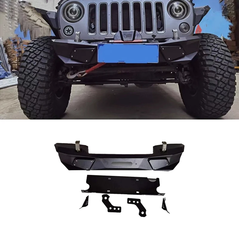 

2/4 Doors Steel Off-road Textured Black Short Front Bumper with Winch Plate for Jeep Wrangler JK 2007-2017custom