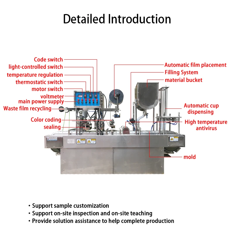 Automatic High-Accuracy 4 Linear Heat Sealing Machine for Paper & Plastic Cups Filling & Sealing Yogurt Jelly MingNa Brand