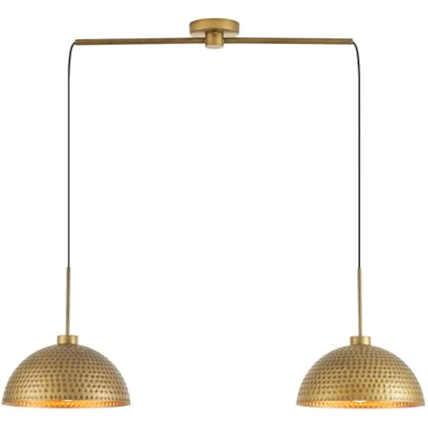 

39” Hammered Pendant Light Dome 2-Lights Antique Brass Farmhouse Chandelier Adjustable Industrial Pendant Lighting Fixtures for