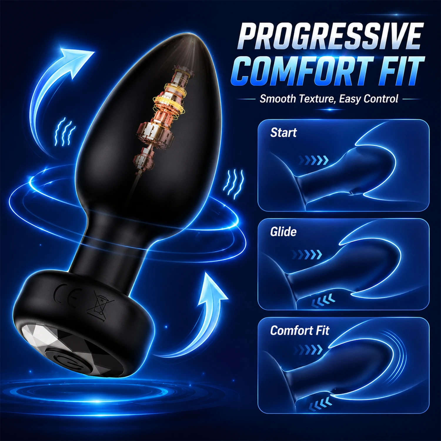 Vibrador Anal Recargable por USB para Hombres y Mujeres, Tapón Anal de Silicona, Masajeador de Próstata, Potente Juguete Vibrador para Adultos, 90 Min de Carga, 60 Min de Uso