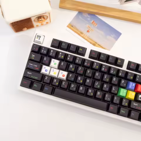 Nostalgic Retro Keycaps - Original Design Custom Keycaps, PBT Dye Sublimation Keycaps for Mechanical Keyboard, Gaming &amp; Office