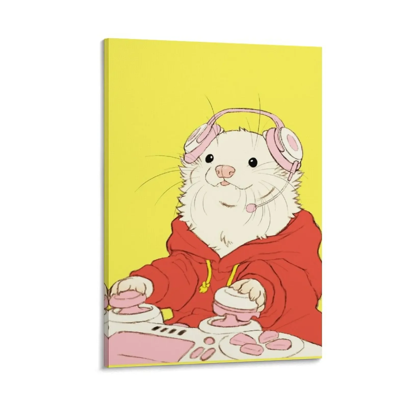 

GAMER WHITE FERRET Canvas Painting posters for wall wall decoration paintings room decorations aesthetic wall decoration