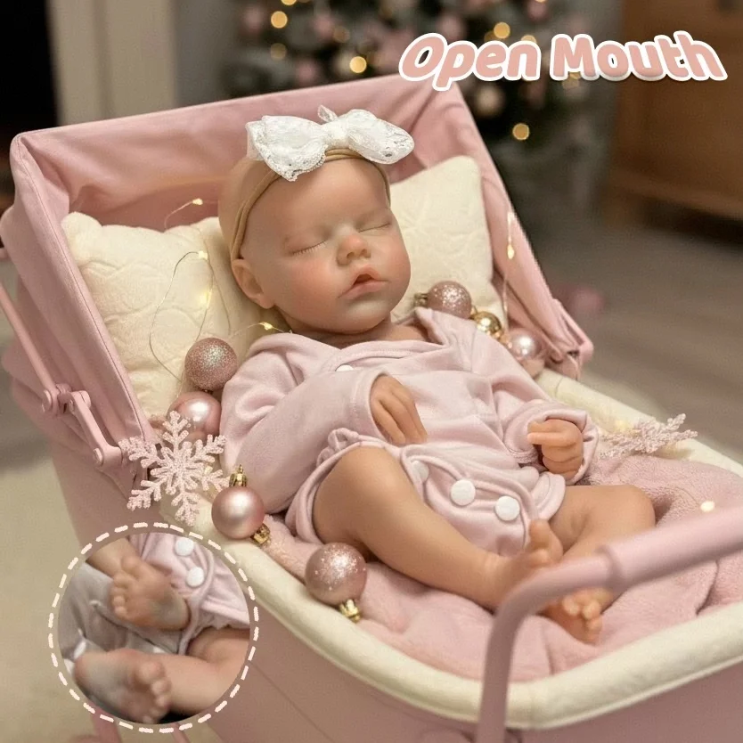 42cm Can Open Mouth&Washable Soft Silicone Bebe Reborn Girl Doll With Painted Skin Lifelike Newborn Doll bebe reborn de silicona