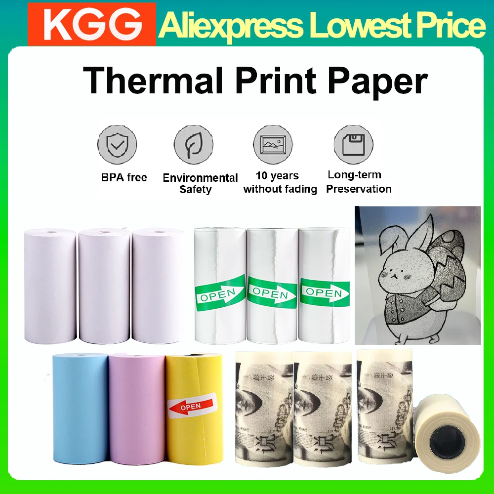 

Большая распродажа, 57*25 мм, белая цветная наклейка, термобумага, прозрачная самоклеящаяся бумага для мини-термопринтера, детская мгновенная камера