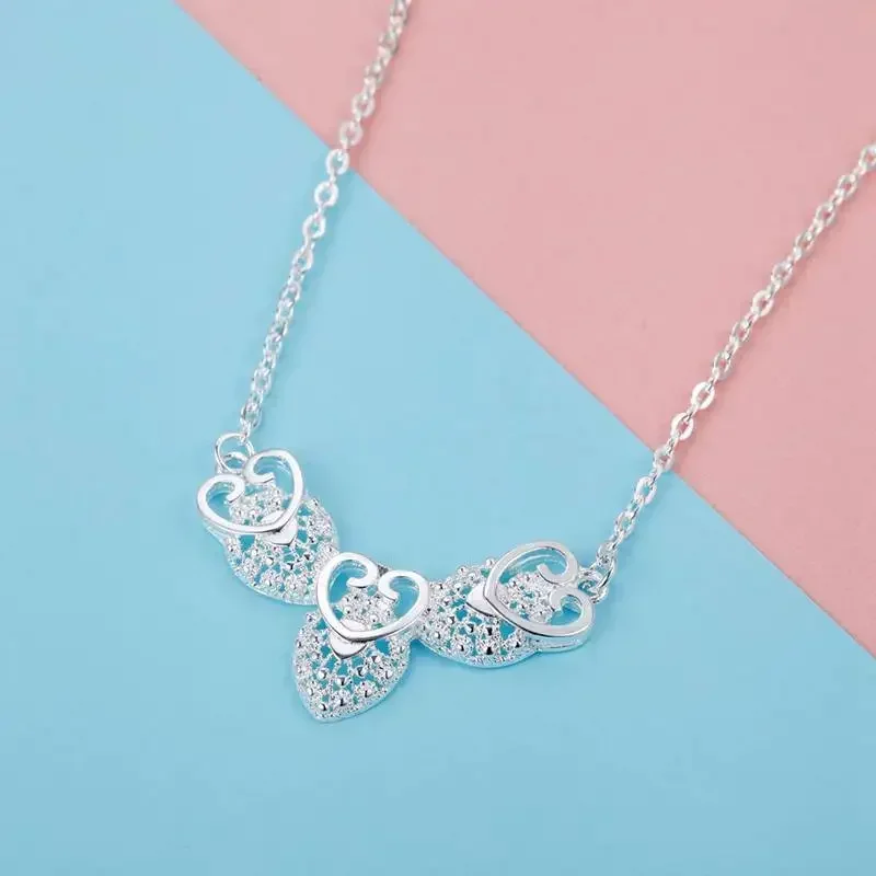 Special offer 925 Sterling Silver Necklace For Women 18 inches heart Pattern Pendant Fashion Christmas gifts Wedding Jewelry