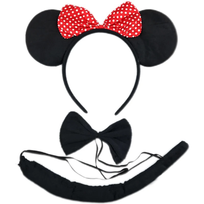 Cartoon Mouse Ears Headband para crianças, Bow Tie Tail Set, Festa de Carnaval, Cosplay Decoração, Performance Props, Cute Performance