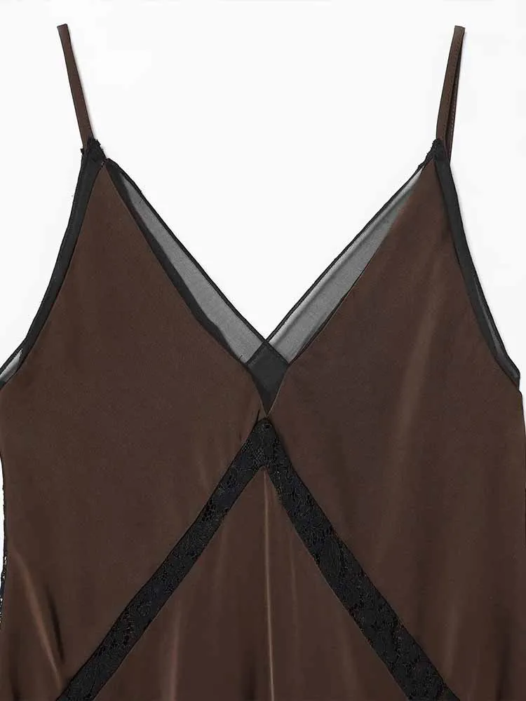 Nueva moda de invierno de estilo europeo y americano, ropa de mujer, elegante vestido midi asimétrico de satén ajustado sin mangas