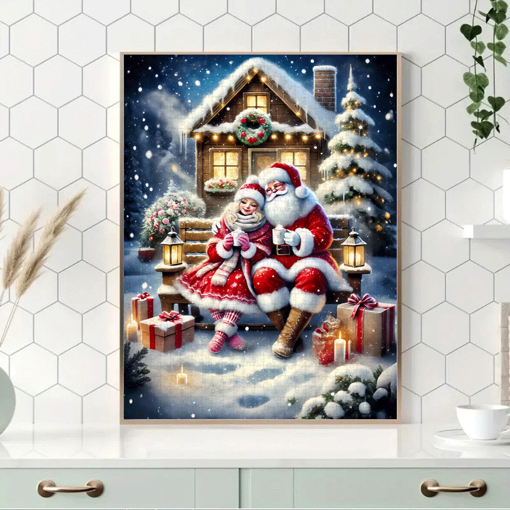 Natal, papai noel quebra-cabeça de papel 1000 pçs grande quebra-cabeça brinquedo adulto jogo presente família jogo interativo quebra-cabeça diy decoração para casa