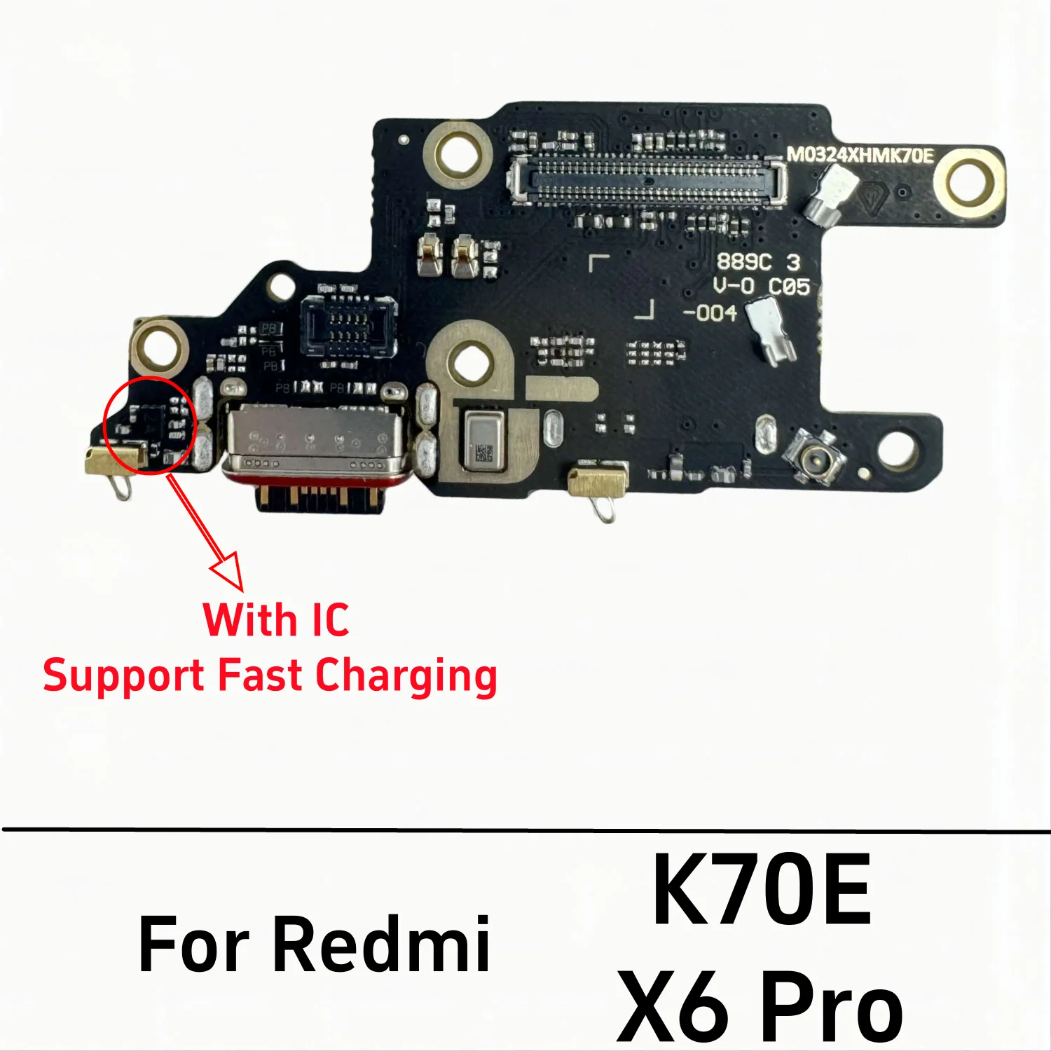 Cargador USB para Xiaomi Poco X6 Pro Redmi K70E, puerto de carga, Cable flexible, piezas de repuesto