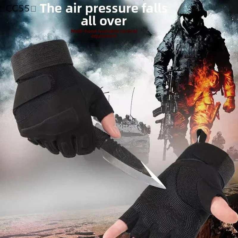〔CC55〕Outdoor Tactical Gloves Sport Gloves Half Finger Men Women Combat Shooting Hunting Fitness Fingerless Gloves