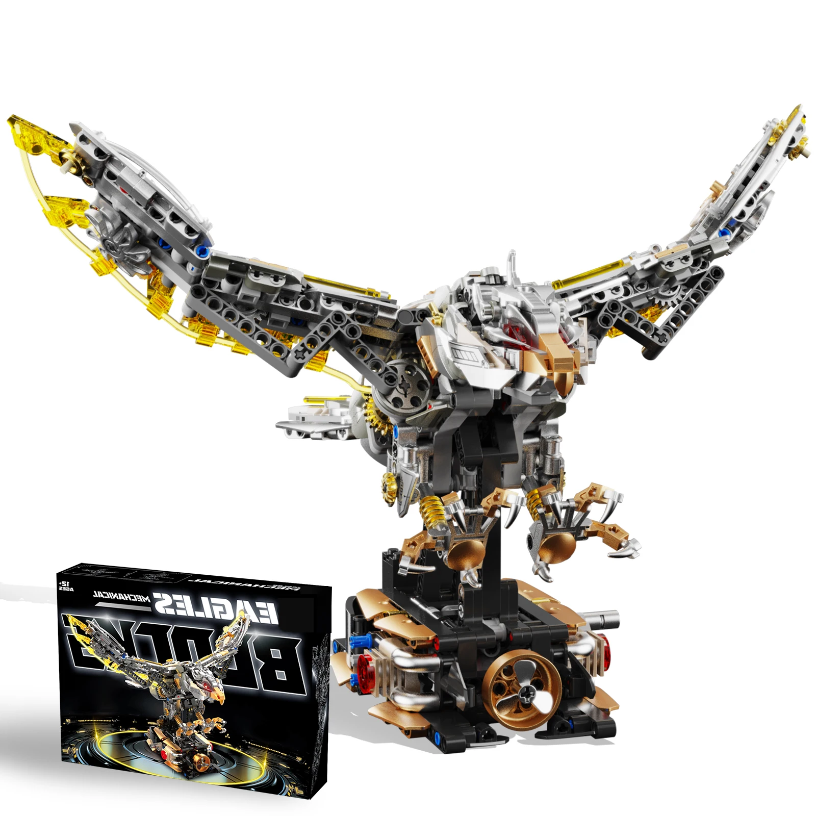 Mechanical Eagle Building Blocks (with Light), Realistic Details of Movable Joints, Collectible Model for Adults (1168 PCS)