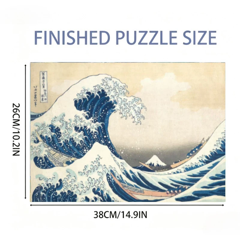 MINI 1000Pcs The Great Wave Puzzle Stress Relieving Mini Puzzle Toy Including Puzzle Pieces and Drawing Paper Art