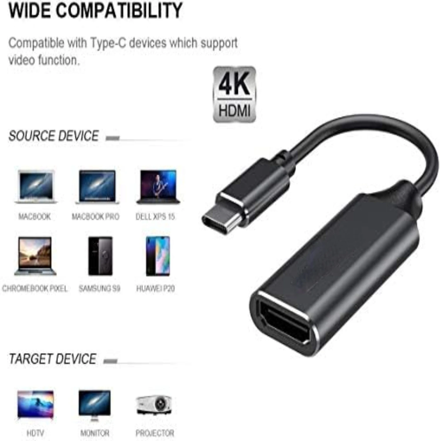 طقم USB-C احترافي بدقة 4K متوافق مع V60 ThinQ - محول ممتاز لإخراج رقمي 2160 بكسل، 60 هرتز