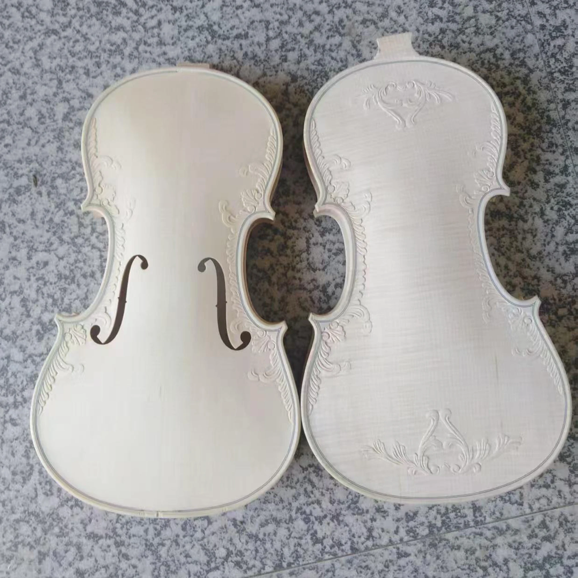 Unfinished Carved Violin White Blank 4/4 Size, Hand-Carved Violin, 4/4 Professional-Grade Solid Wood Carved Instrument