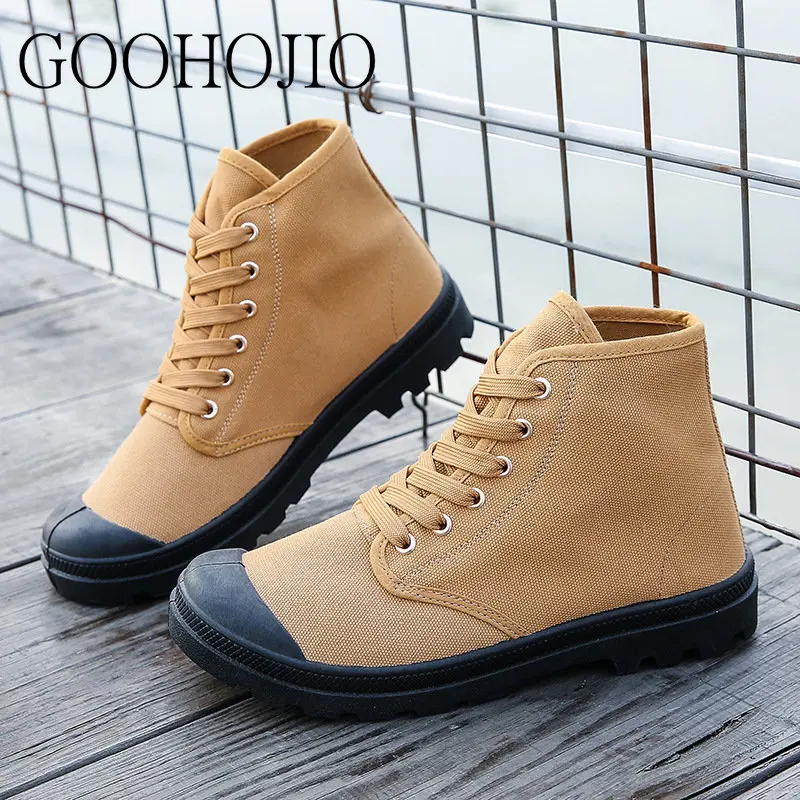 Fashion Male Flats Men Designer Vulcanize Shoes Waterproof Sneakers Men High Top Shoes Canvas Lace-up Men Casual Shoes Daily