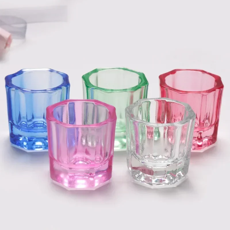 Kristall Glas Acryl Pulver Flüssigkeit Nagel Tasse Schüssel Deckel Schüssel Tasse Halter Ausrüstung Nagel Werkzeuge Tauch Pulver Nägel Set