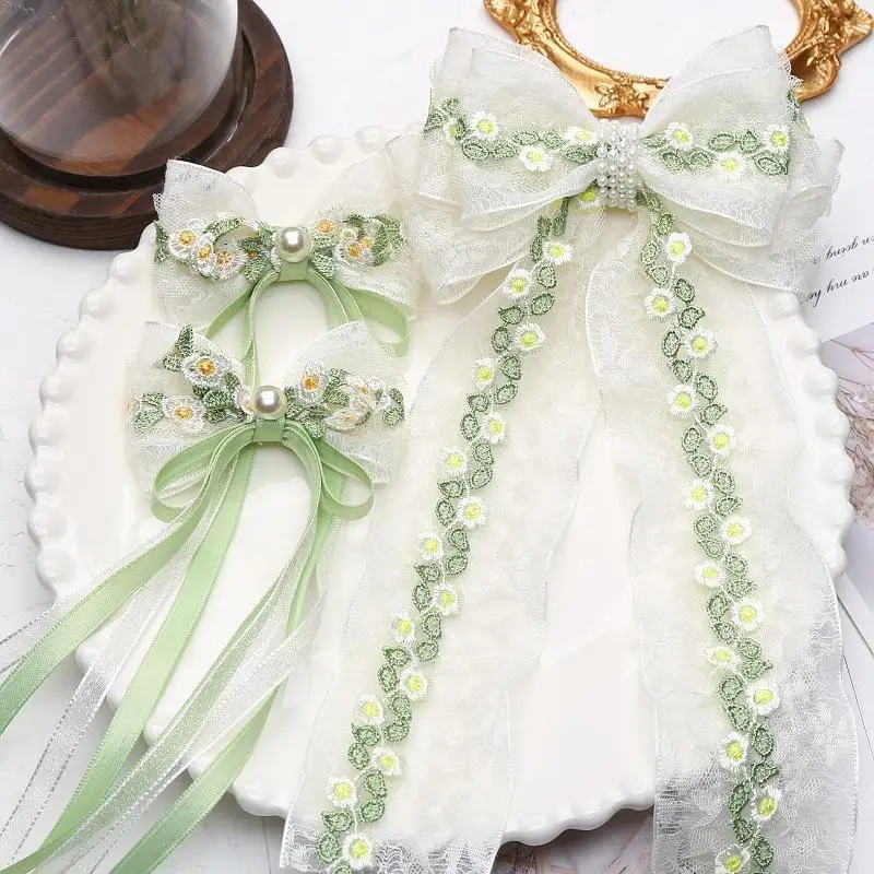 French Style Fresh Green Small Flower Embroidery Lace Lace Handmade DIY Hair Accessories Materials Home Clothing Accessories