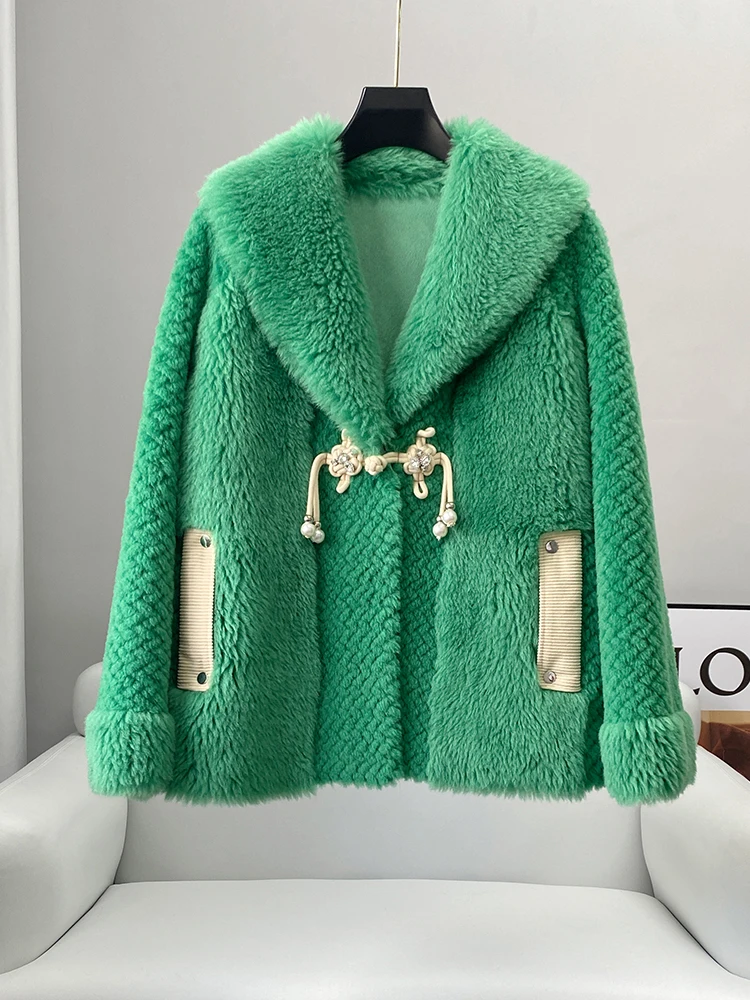 New anti season Haining fur lamb fur coat for women, short style sheep shearing fur integrated coat