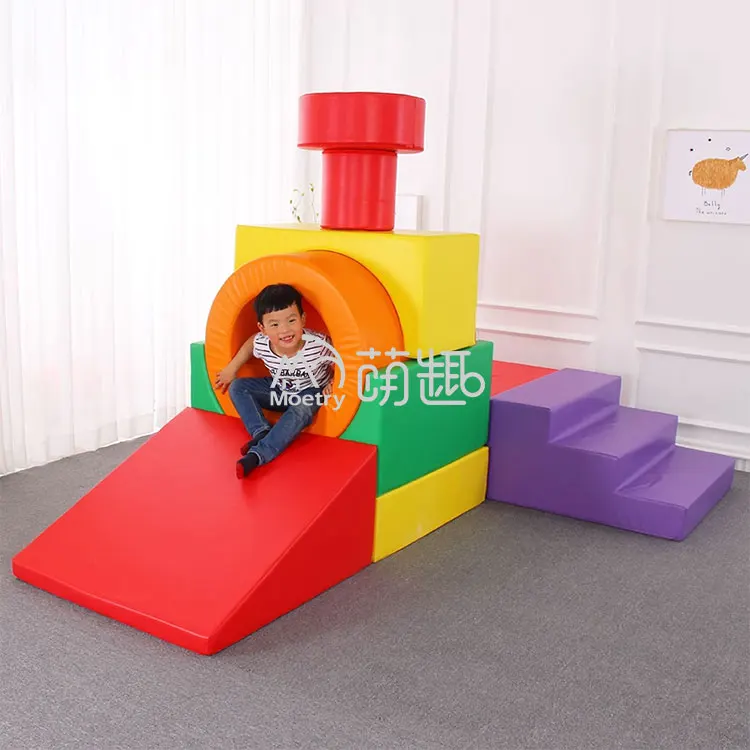 Moetry Train Shaped Baby Colourful Foam Blocks Toddler Indoor Outdoor Soft Playsets Preschool Daycare Softplay Equipment for Kid
