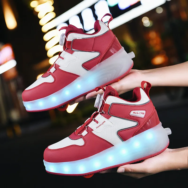 Fashion flashing Children LED Light Roller Skate Shoes Girls Boys Sneakers with 2-Wheels Sneakers Christmas great gift for Kids