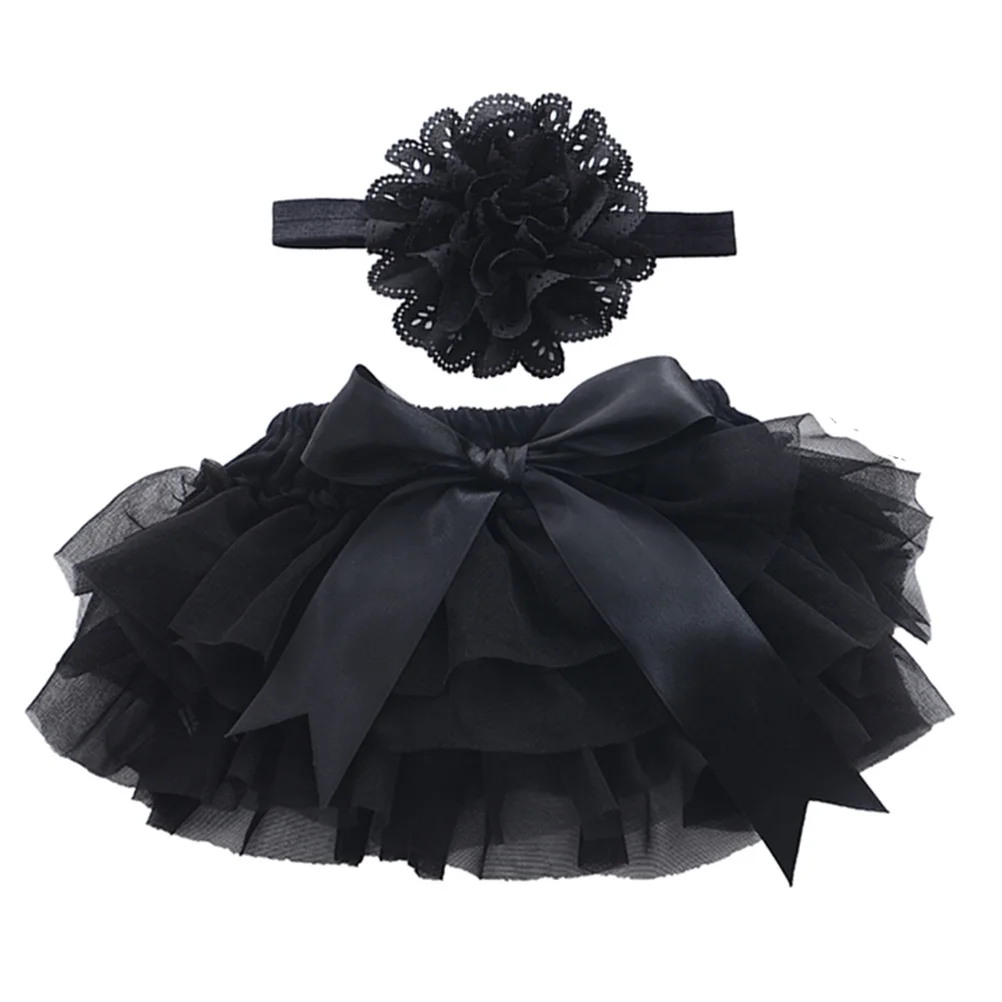 1 pz gonna tutu neonate raso nero elastico in vita morbida protettiva strati di tulle vestiti per fotografia di compleanno neonato
