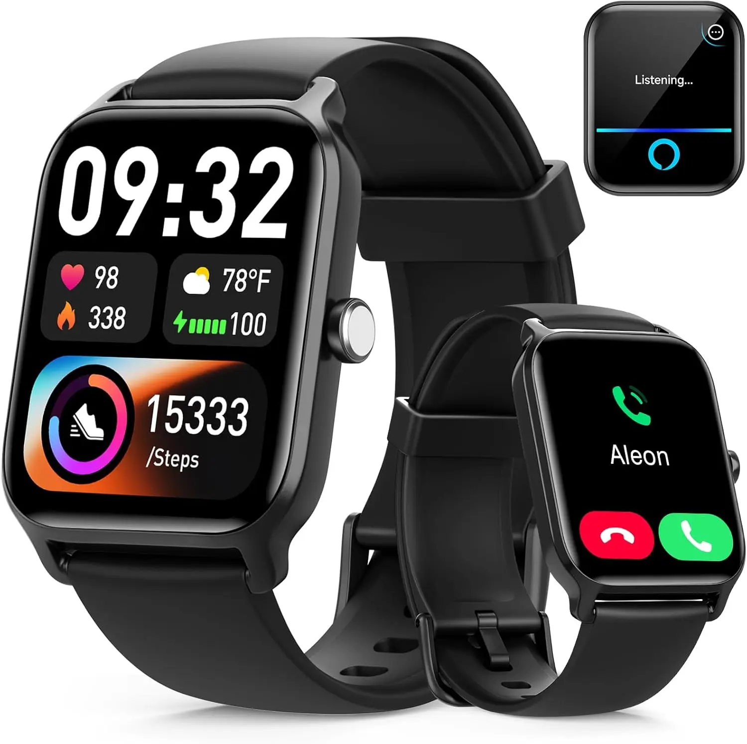 

Smart Watch for Women Men, 1.85" HD Touchscreen Fitness Tracker with Call Alerts, Heart Rate Monitor, Waterproof