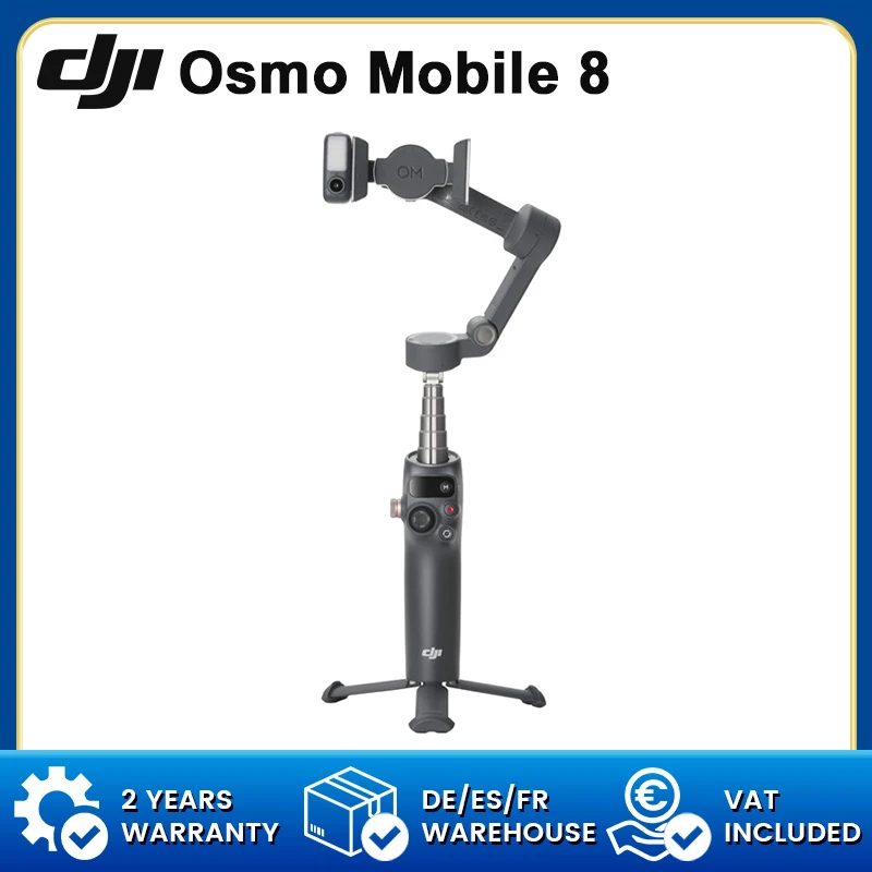 DJI Osmo Mobile 8 Handheld Gimbal Smooth 360 °   Panorama-Rotation, natives Tracking mit Audio und Beleuchtung, robuste 3-Achsen-Stabilisierung für Smartphone-Stabilisatoren