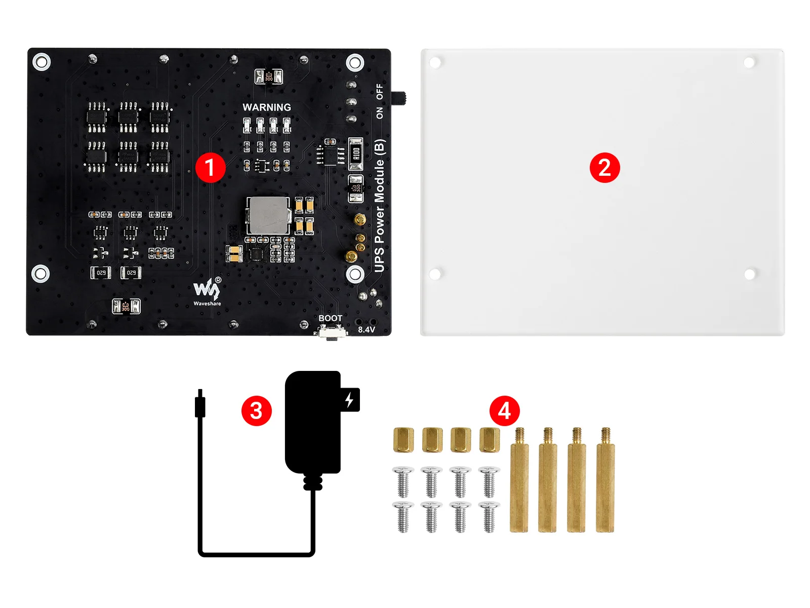 Waveshare UPS Power Module (B) For Jetson Nano, 5V Uninterruptible Power Supply, 5A High Current, Pogo Pins Connector
