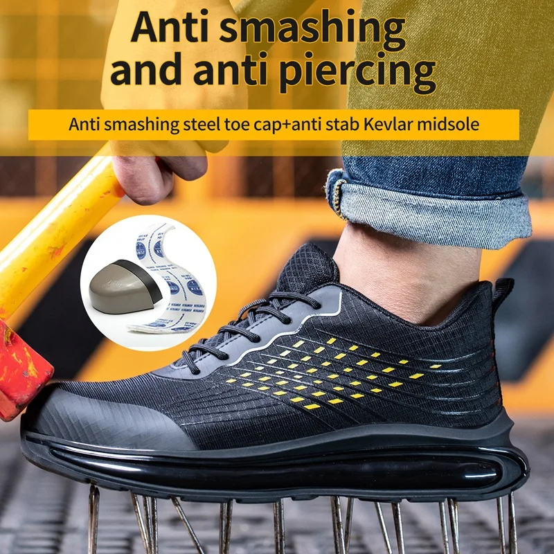 Anti smashing and anti piercing work shoes wear-resistant mesh surface comfortable and safety protective shoes for all seasons