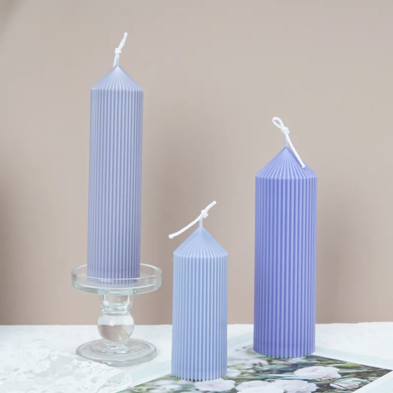 Sharp pointed fine striped cylindrical plastic candle mold Round fine toothed rack candle DIY plastic PC acrylic Candle molds