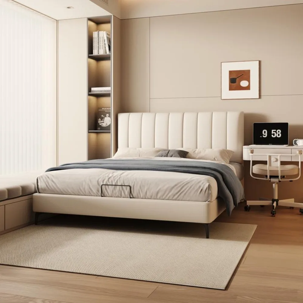 er-Luxury King Size Waterproof Headboard Bed Nordic Design Multifunctional Unique Furniture Children Stylish Bedroom Decor-
