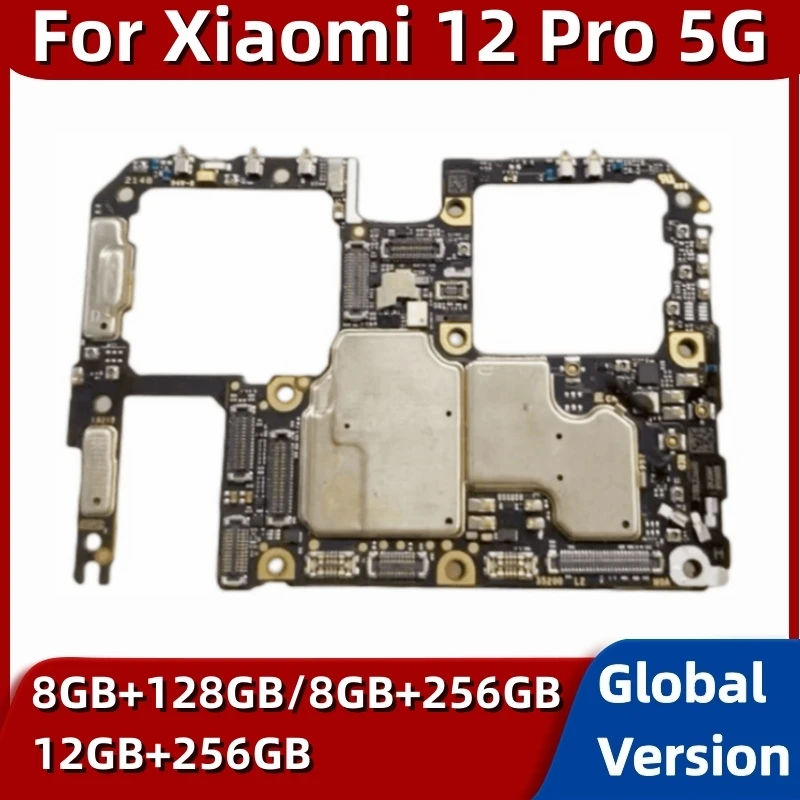 Motherboard for Xiaomi Mi 12 Pro, 128GB, 256GB ROM, Unlocked 5G Mainboard, Global Version, with Google Play store Installed