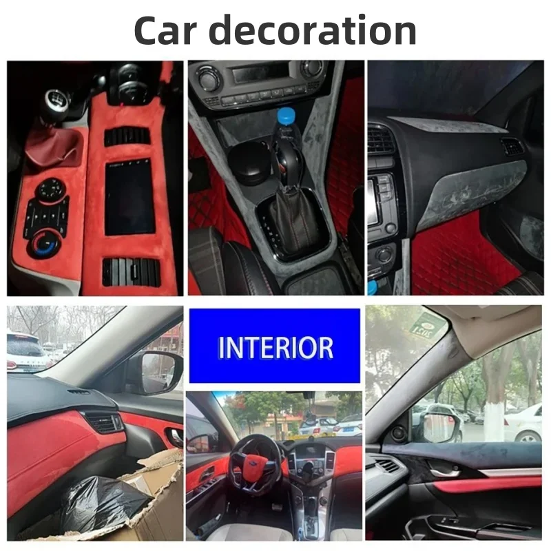 Tela autoadhesiva de gamuza de cuero para parches adhesivos para Interior de coche, envoltura de gamuza de terciopelo de lujo, caja de joyería automática, cinta de reparación DIY