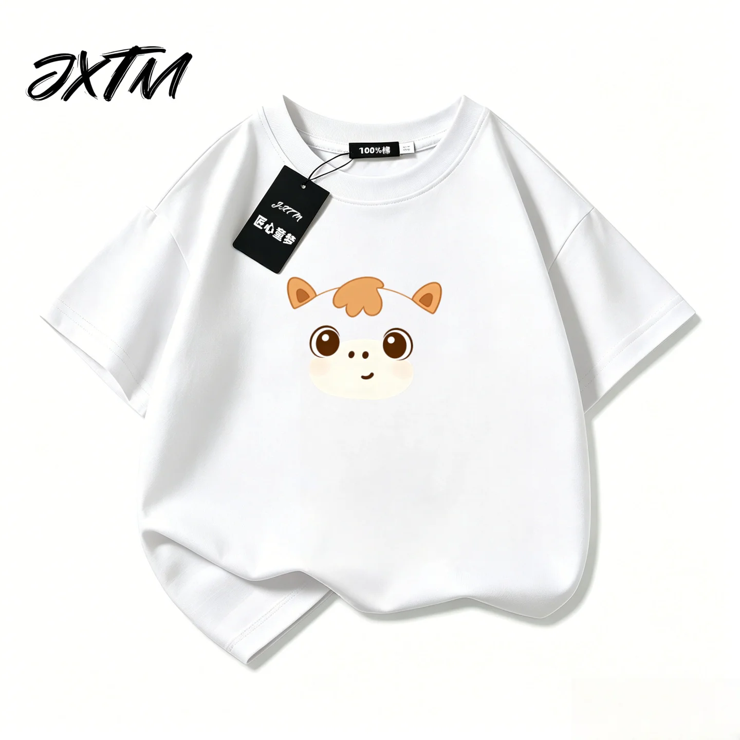 Cartoon New Beautiful Pony Print Children's Short Sleeved Round Neck Girls' Casual Style T-shirt Parent-child Top Summer Outfit