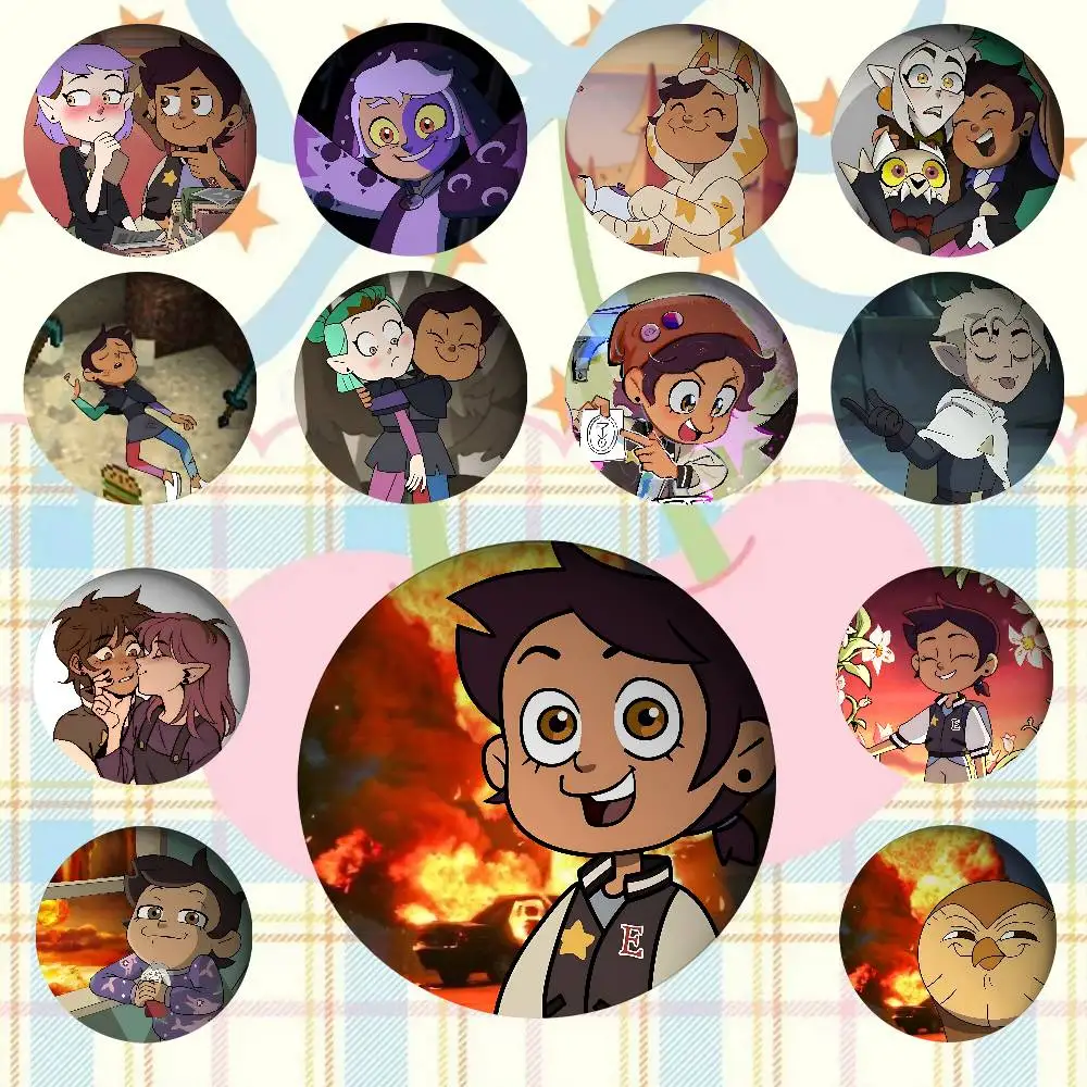 

Anime T-The Owl House-S Round Exquisite Badge Brooches Creative Pins For Clothes Hat Backpack Gift Accessories