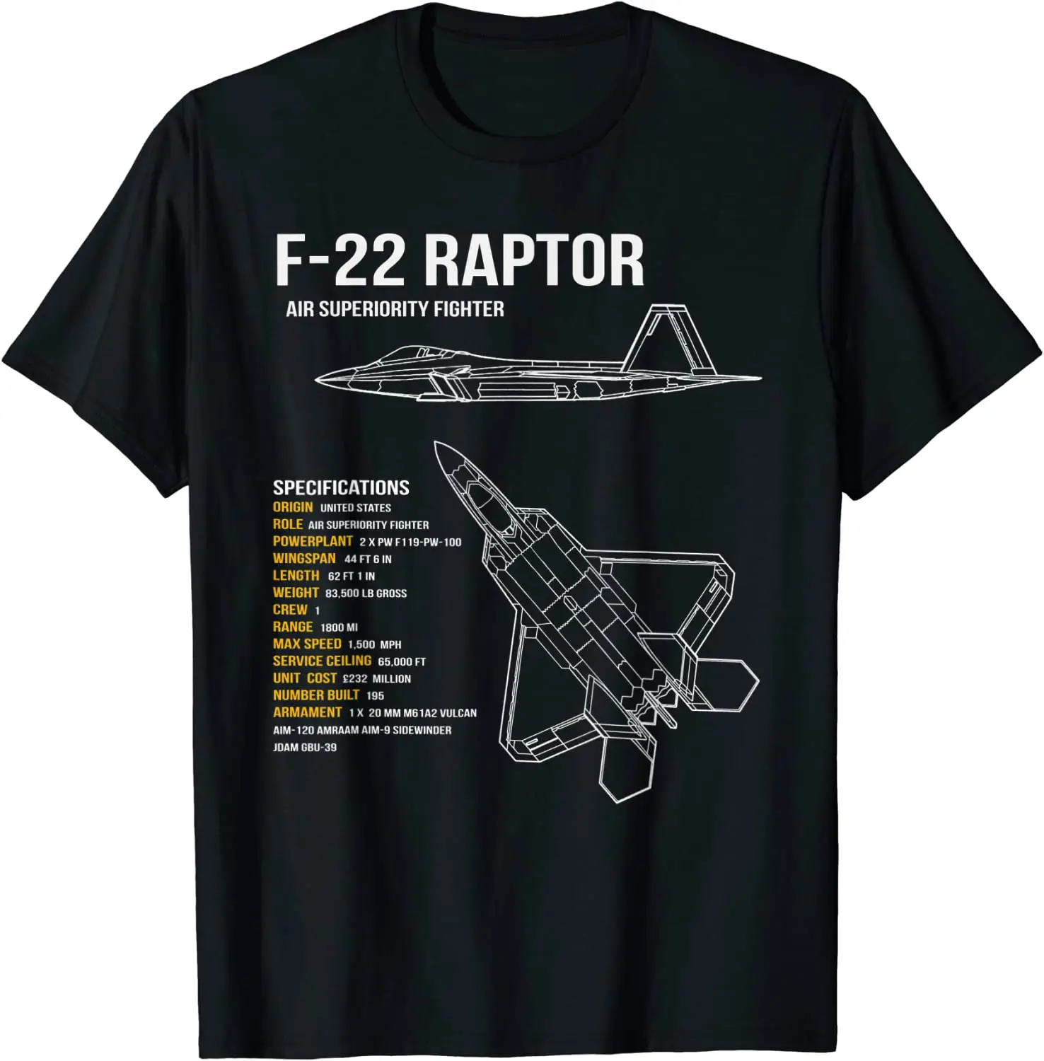 F-22 Raptor Stealth Tactical Fighter Aircraft Infographic T-Shirt 100% Cotton O-Neck Short Sleeve Casual Mens T-shirt Size S-3XL