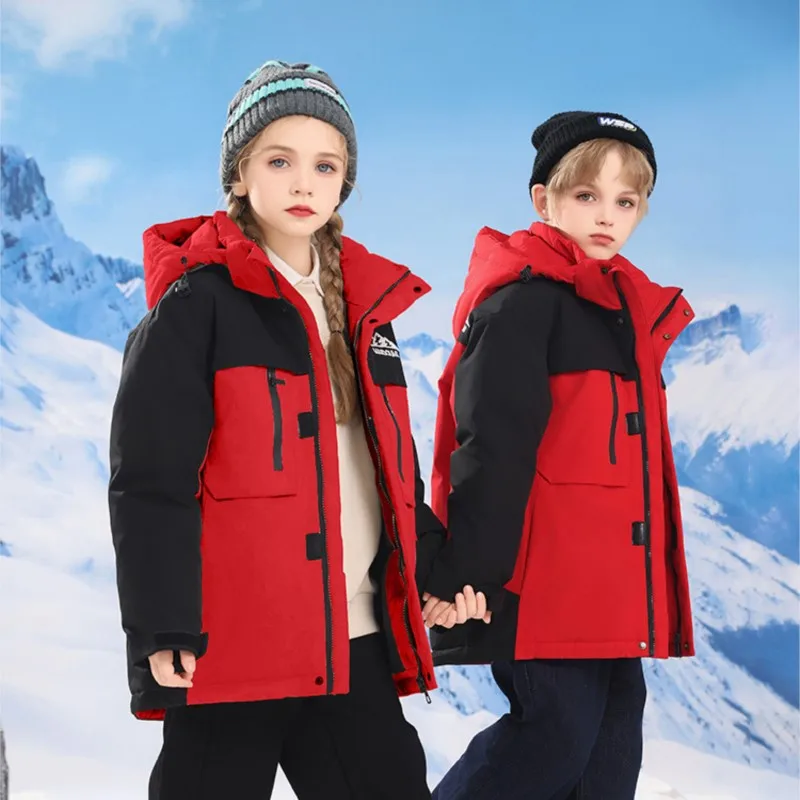 

RAISE -30 Degree Russian Winter Down Jacket For Girls Thick Warm Teens Boys Puffer Jackets 3-14 Years Kids Boys Parkas Outerwear