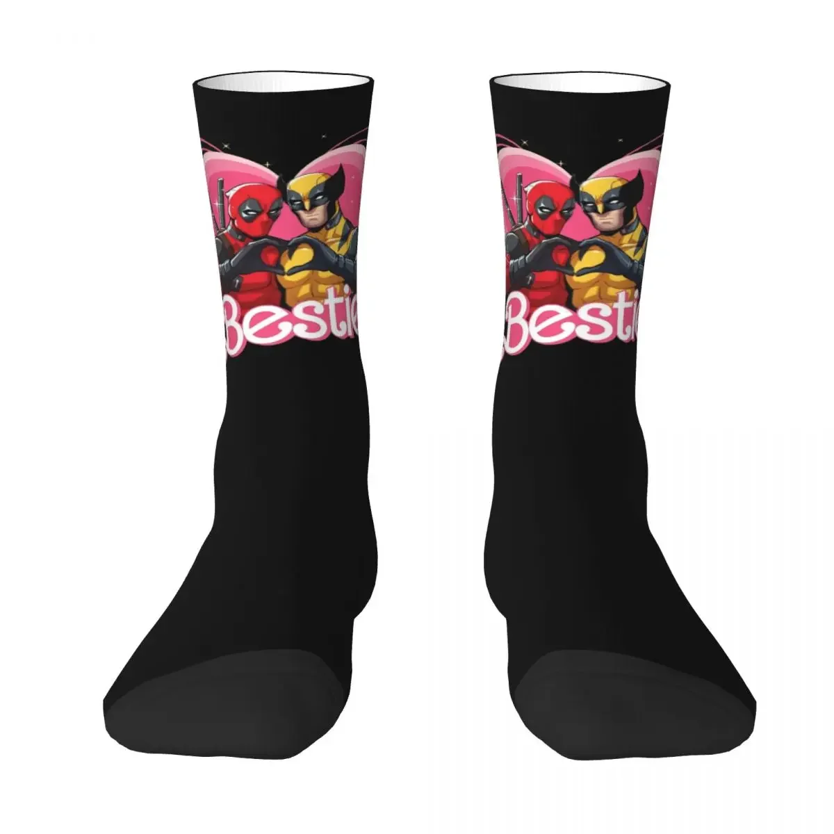 

Fashion Cute Besties Forever Superhero Basketball Socks Polyester Middle Tube Socks for Women Men Breathable